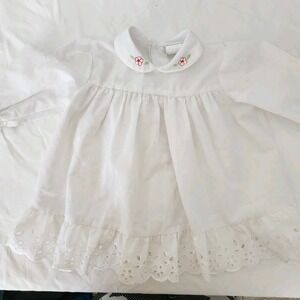 90s Y2K Baby Vintage Ruffle Dress White 9 Month Floral